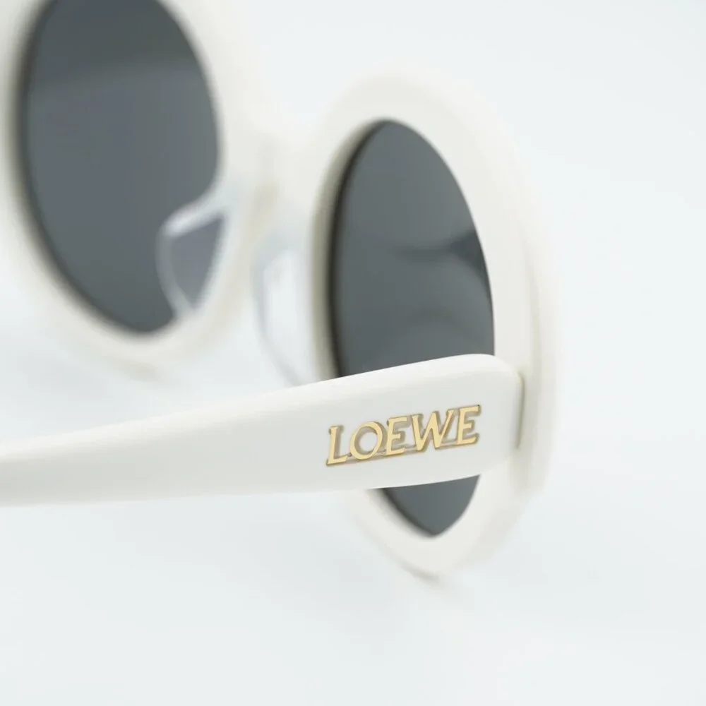 Loewe LW40135F 25A Sunglasses White Round Frame, Grey Lenses